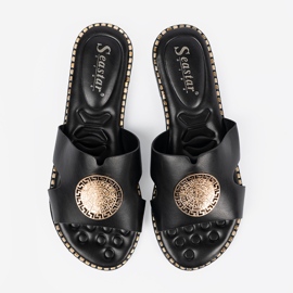 Seastar Chanclas negras con una decoración dorada negro 2