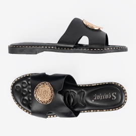 Seastar Chanclas negras con una decoración dorada negro 3
