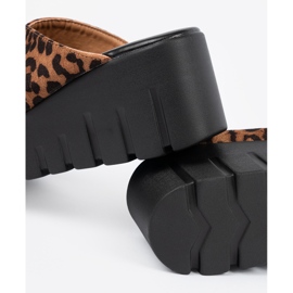 Seastar Chanclas de ante mujeres con cuña de leopardo marrón 1