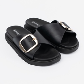 Seastar Chanclas de mujeres negras con una hebilla dorada negro 2
