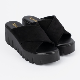 Seastar Sandalias cuña mujer ante negro 1