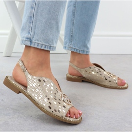 S.Barski Sandalias de cuero para mujeres Złote S. Barski KV51-094 dorado 5