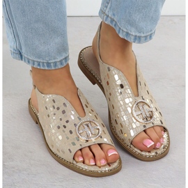 S.Barski Sandalias de cuero para mujeres Złote S. Barski KV51-094 dorado 6