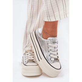 Zapatillas de deporte de cuero para mujeres en la plataforma de plata goe rr2n4108 5