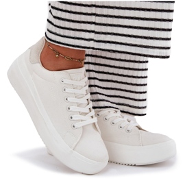 Zapatillas de deporte de material para mujeres en la plataforma blanca Big Star RR274463 blanco 11