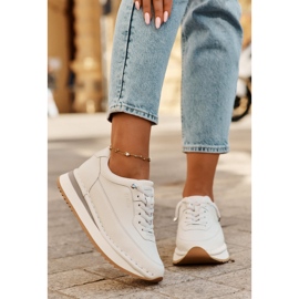Zapatillas de deporte de cuero femenino en la plataforma blanca Big Star RR274A333 blanco 4
