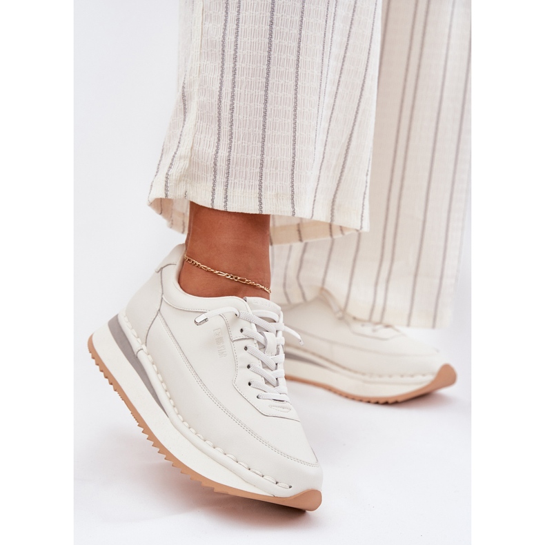 Zapatillas de deporte de cuero femenino en la plataforma blanca Big Star RR274A333 blanco 2