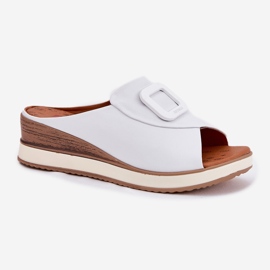 Flip de cuero para mujeres en el Artiker 56C2144 White Wedge blanco 4