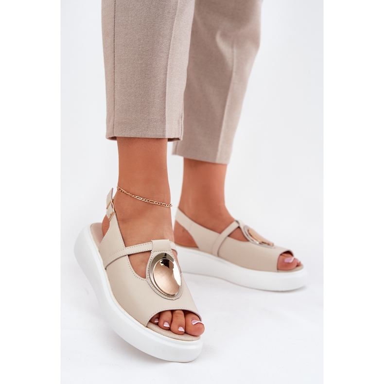 Sandalias para mujeres elegantes de cuero S.Barski GR51-603 beige 2