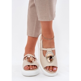 Sandalias para mujeres elegantes de cuero S.Barski GR51-603 beige 3