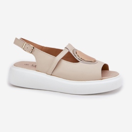 Sandalias para mujeres elegantes de cuero S.Barski GR51-603 beige 4