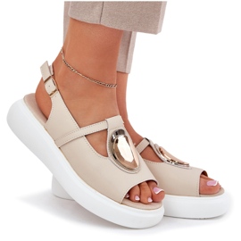 Sandalias para mujeres elegantes de cuero S.Barski GR51-603 beige 7
