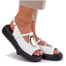 S.Barski Sandalias de mujer de cuero S. Barski GR51-603 White blanco 8