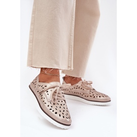 S.Barski Zapatos de cuero para mujeres S. Barski LR51-611 Złote dorado 2