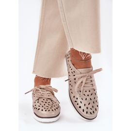 S.Barski Zapatos de cuero para mujeres S. Barski LR51-611 Złote dorado 3
