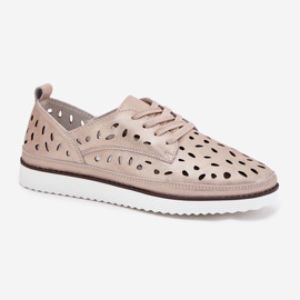 S.Barski Zapatos de cuero para mujeres S. Barski LR51-611 Złote dorado 4