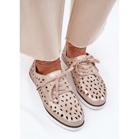 S.Barski Zapatos de cuero para mujeres S. Barski LR51-611 Złote dorado 5