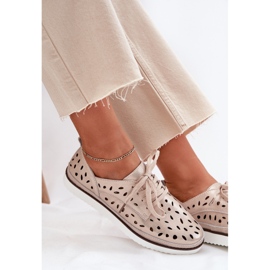 S.Barski Zapatos de cuero para mujeres S. Barski LR51-611 Złote dorado 7