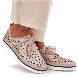 S.Barski Zapatos de cuero para mujeres S. Barski LR51-611 Złote dorado 8