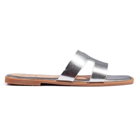 Chanclas clásicas plateadas para mujer. plata 3