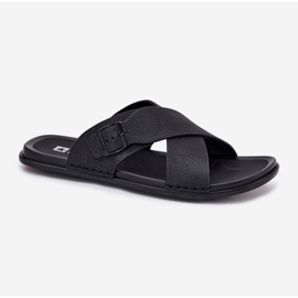 Flip de cuero para hombres con Big Star RR174076 Hebilla negra negro 5