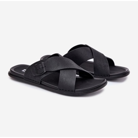 Flip de cuero para hombres con Big Star RR174076 Hebilla negra negro 1