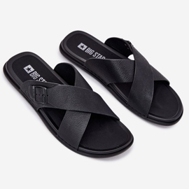 Flip de cuero para hombres con Big Star RR174076 Hebilla negra negro 2