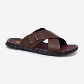 Zapatillas de cuero para hombres con Big Star RR174077 Hebilla marrón 6