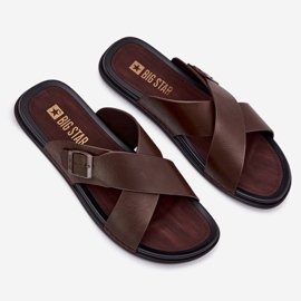 Zapatillas de cuero para hombres con Big Star RR174077 Hebilla marrón 2