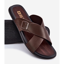Zapatillas de cuero para hombres con Big Star RR174077 Hebilla marrón 4