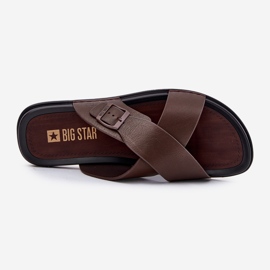 Zapatillas de cuero para hombres con Big Star RR174077 Hebilla marrón 5