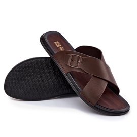 Zapatillas de cuero para hombres con Big Star RR174077 Hebilla marrón 7