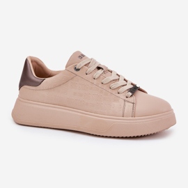 Zapatillas de deporte femeninas con big star de cuero eco rr274259 beige 1