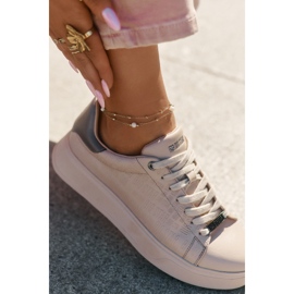 Zapatillas de deporte femeninas con big star de cuero eco rr274259 beige 12