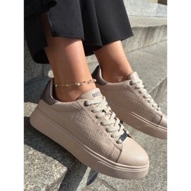 Zapatillas de deporte femeninas con big star de cuero eco rr274259 beige 7