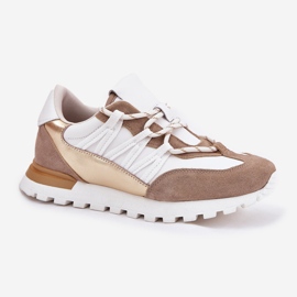 Zapatos de cuero para mujeres Artiker 56C1738 Beige-Gold 10