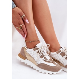 Zapatos de cuero para mujeres Artiker 56C1738 Beige-Gold 9