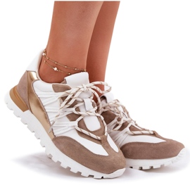 Zapatos de cuero para mujeres Artiker 56C1738 Beige-Gold 11