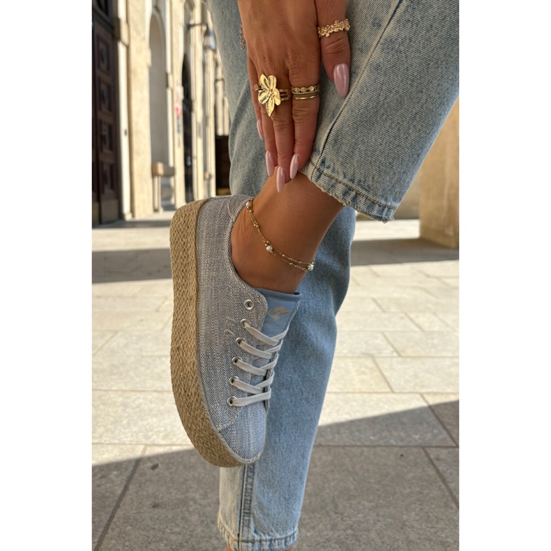 Zapatillas para mujeres en la plataforma con Lee Cooper LCW-25-02-3283 Blue Braid azul 2