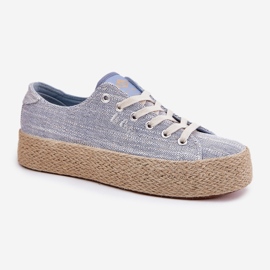 Zapatillas para mujeres en la plataforma con Lee Cooper LCW-25-02-3283 Blue Braid azul 7