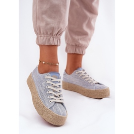 Zapatillas para mujeres en la plataforma con Lee Cooper LCW-25-02-3283 Blue Braid azul 9
