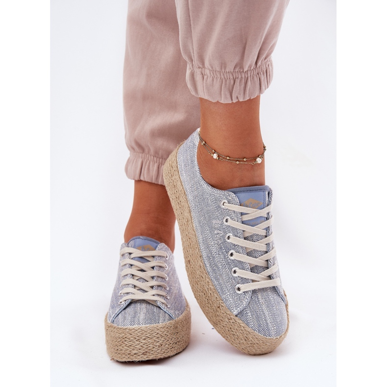 Zapatillas para mujeres en la plataforma con Lee Cooper LCW-25-02-3283 Blue Braid azul 1