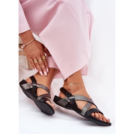 Sandalias de mujer de cuero plano Zazoo 40032 Negro 7