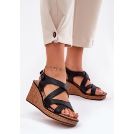 Sandalias de mujeres en Wedge Sergio Leone SK223 Black negro 2