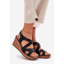 Sandalias de mujeres en Wedge Sergio Leone SK223 Black negro 1