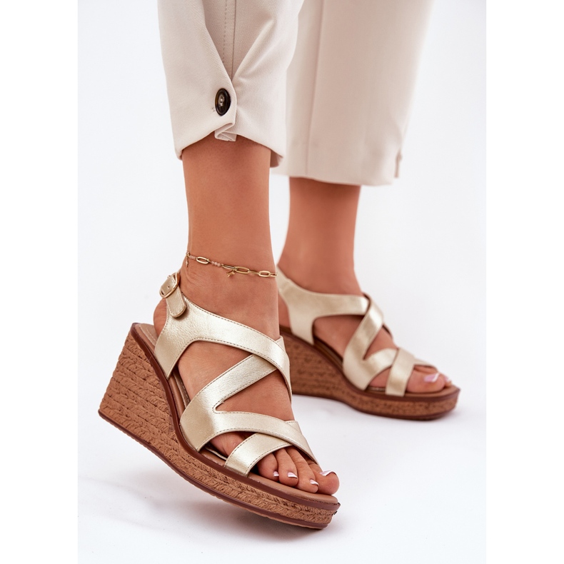 Sandalias de mujeres en Wedge Sergio Leone SK223 Oro dorado 2