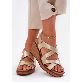 Sandalias de mujeres en Wedge Sergio Leone SK223 Oro dorado 3