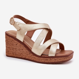Sandalias de mujeres en Wedge Sergio Leone SK223 Oro dorado 4