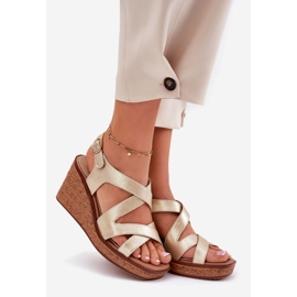 Sandalias de mujeres en Wedge Sergio Leone SK223 Oro dorado 1
