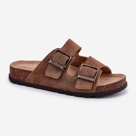 Flip de gamuza con hebilla femenina panto fino rr267024 marrón 4